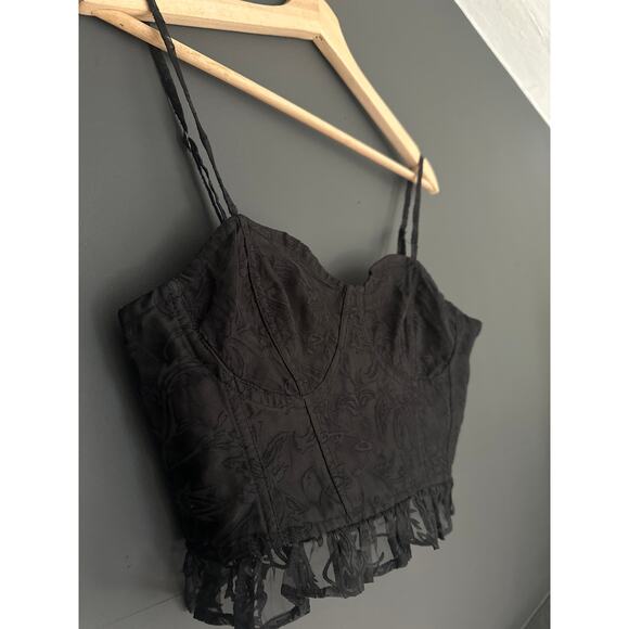 Free People Now or Never Black Lace Corset Bustier Top Bralette Size Medium - Picture 5 of 9